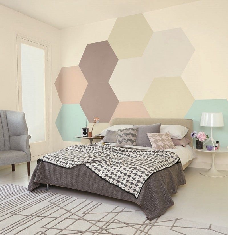 Væg-design-gør-det-selv-honningkage-mønster-væg-soveværelse-eksempel