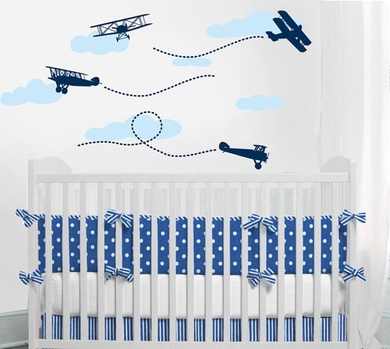 vægmærkater børneværelse ideer til drenge fly blå