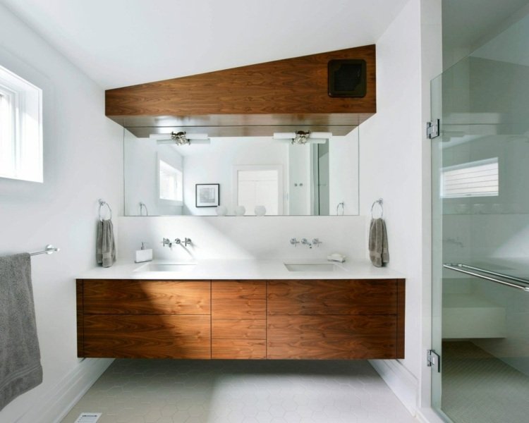 hvid-køkken-minimalistisk-badeværelse-design-træ-vask-skab-schwebeeffelt