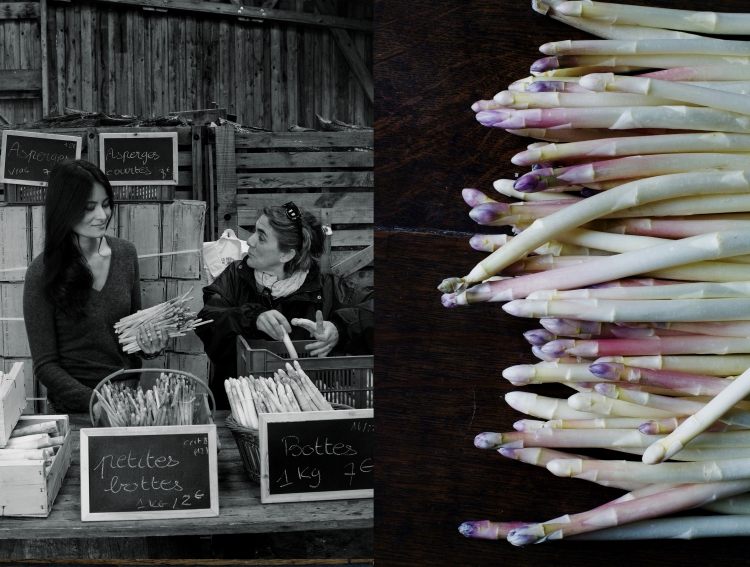 Voksende asparges -weiss-sælge-marked-kvinder-kilo-grøntsager