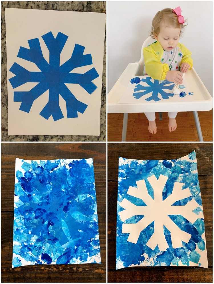Julehåndværk med småbørn, enkel håndværksidé til at male et snefnug