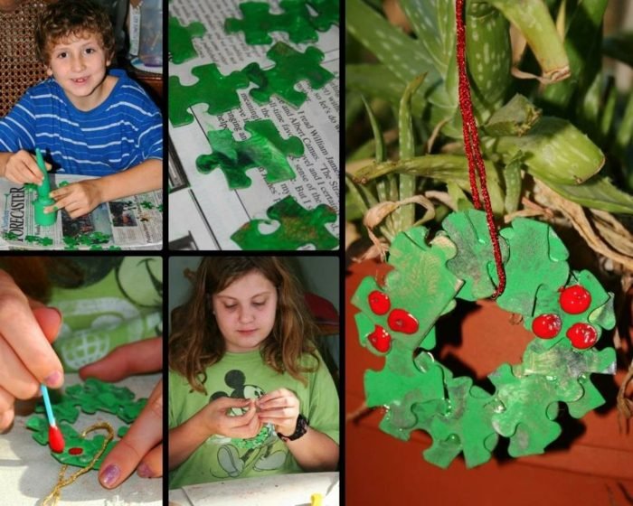 Børn-laver-håndværk-puslespil-brikker