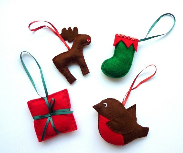tinker julepynt selv fleecetræ dekorationer rensdyr sok fugl gave