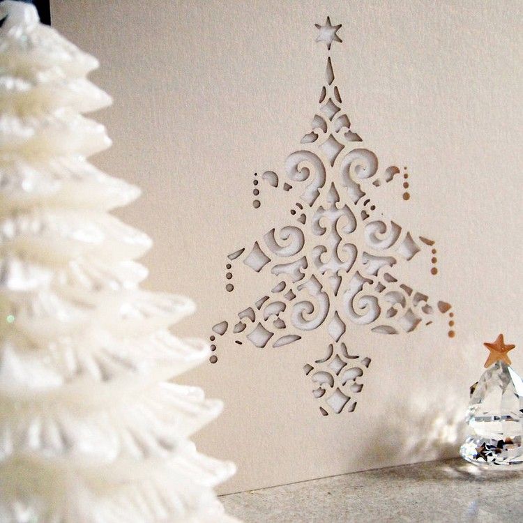 juletræ silhuet tinker julekort filigran