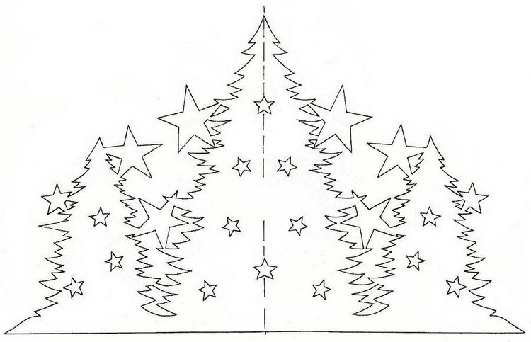 Papirskårne juletræer, der kan udskrives gratis