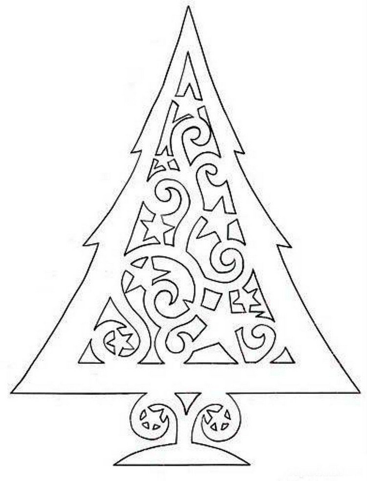 Skabelon juletræ silhuet dekorere kort
