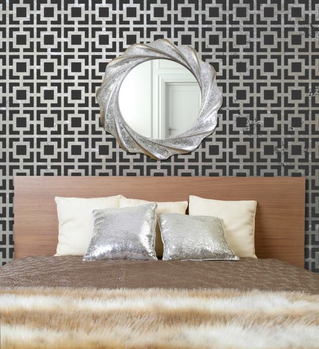 moderne væg design ideer geometrisk mønster soveværelse sæt dekorere dekorere