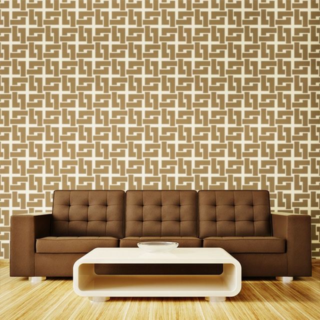 Vægdesign original stue brun hvid farve sofabord