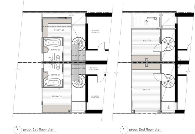 designerhus på første sal bestående af to bygninger