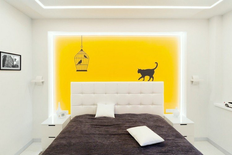 levende-ideer-farve-design-soveværelse-smørblomst-gul-accent-væg-væg-klistermærker