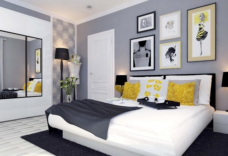 levende-ideer-farve-design-soveværelser-lysegrå-accenter-gul-sort