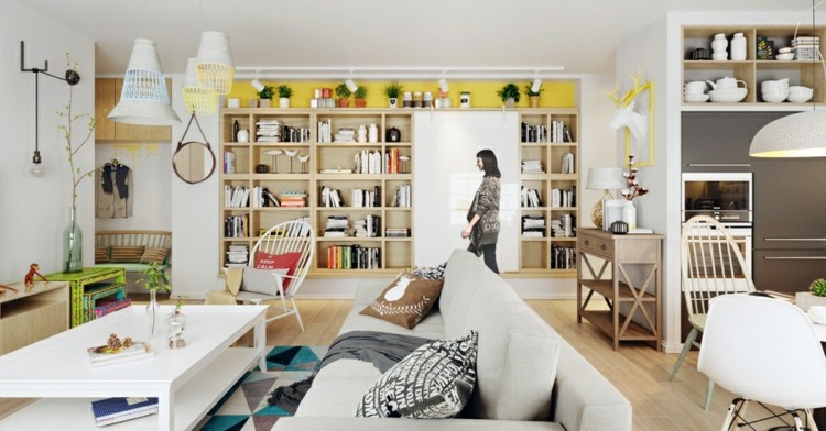design-lejlighed-natur-toner-møbler-farve-lampe-sidebord