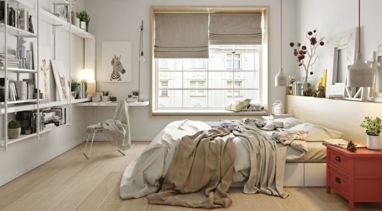 design-lejlighed-natbord-rød-soveværelse-deco-hvid-nordisk