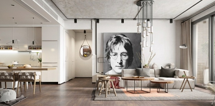 design-lejlighed-john-lennon-vægmaleri-skandinavisk-lejlighed-idé