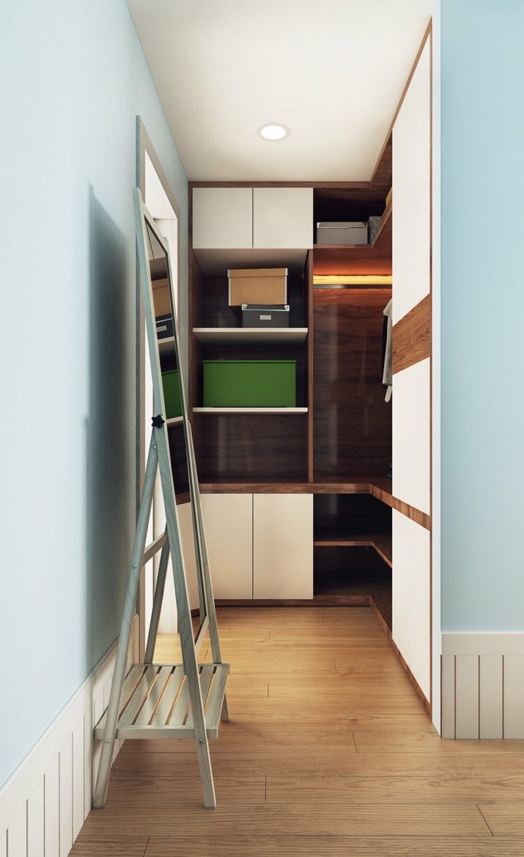 design-lejlighed-walk-in-closet-opbevaring-plads-ideer-stige-hjørne kabinet