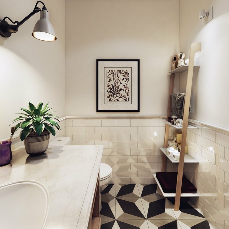 design-lejlighed-fliser-hvidt-badeværelse-3d-fliser-gulv