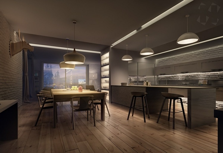 design-lejlighed-minimalistisk-skandinavisk-spisebord-spisestue-stole-køkken-ø