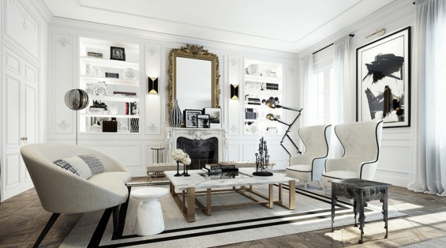 møbler moderne design neoklassisk stue hvid sort