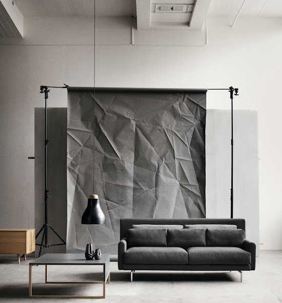 minimalistisk sofa design grå farveskema