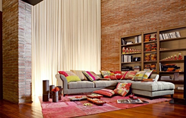 opsæt farverige dekorative puder tæppe sofa sæt