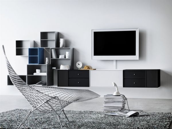 Stue møbler Montana væg enhed hvid sort minimalistisk