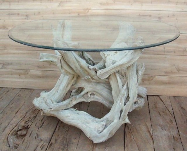 Runde bordbord sokkel bygge træ grene selv