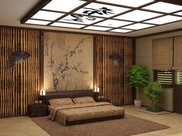 ljus sovrumsdesign i japansk stil
