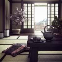 vacker japansk stil lägenhet inredning foto