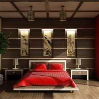 ljus japansk stil sovrum design bild