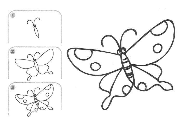 lære at tegne sommerfugl-simpelthen-male-vinger