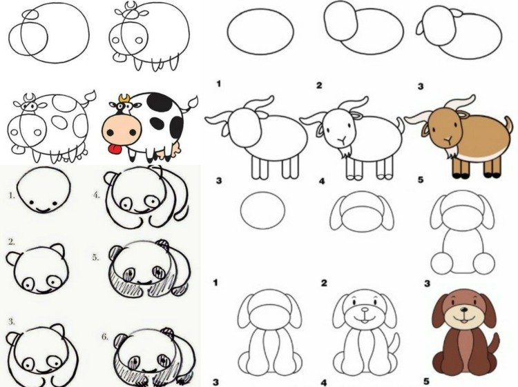 lære-at-tegne-panda-ko-tegneserie-ged-hund
