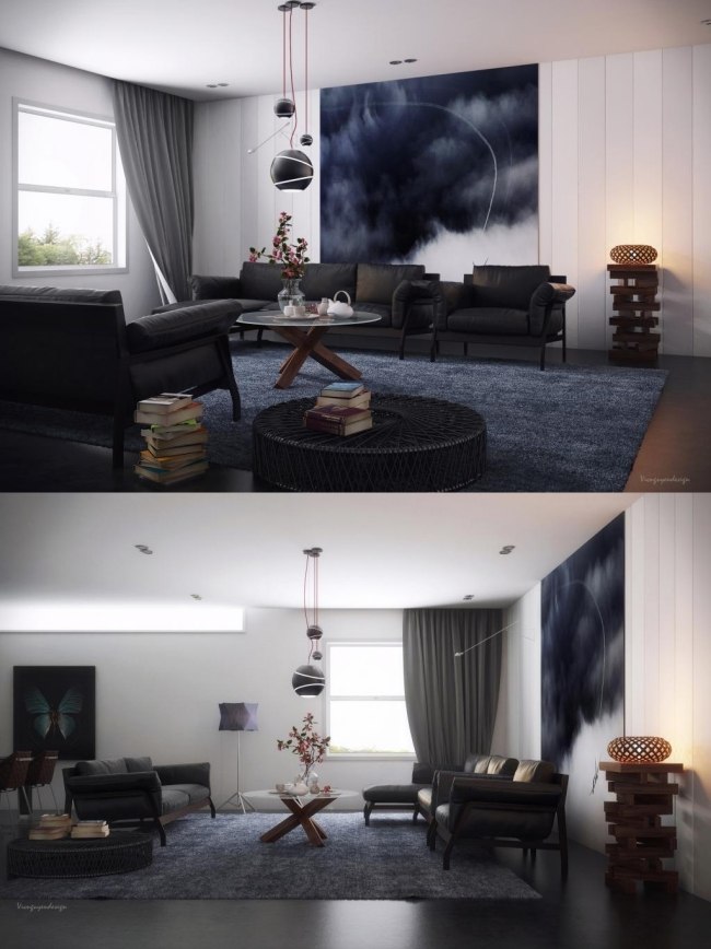 Mand dekorere stue møbler design skabelse 3d Vic Nguyen