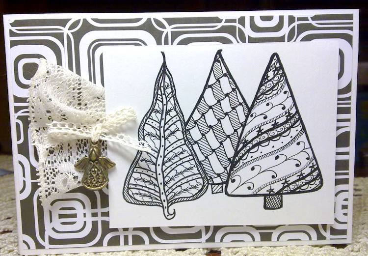 Zentangle skabeloner Julehilsen julekort