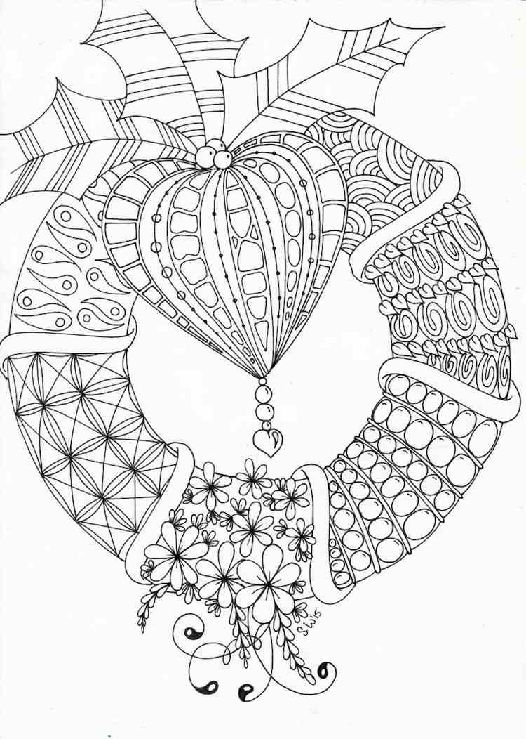 Zentangle julemotiver skabeloner Julekranshjerte