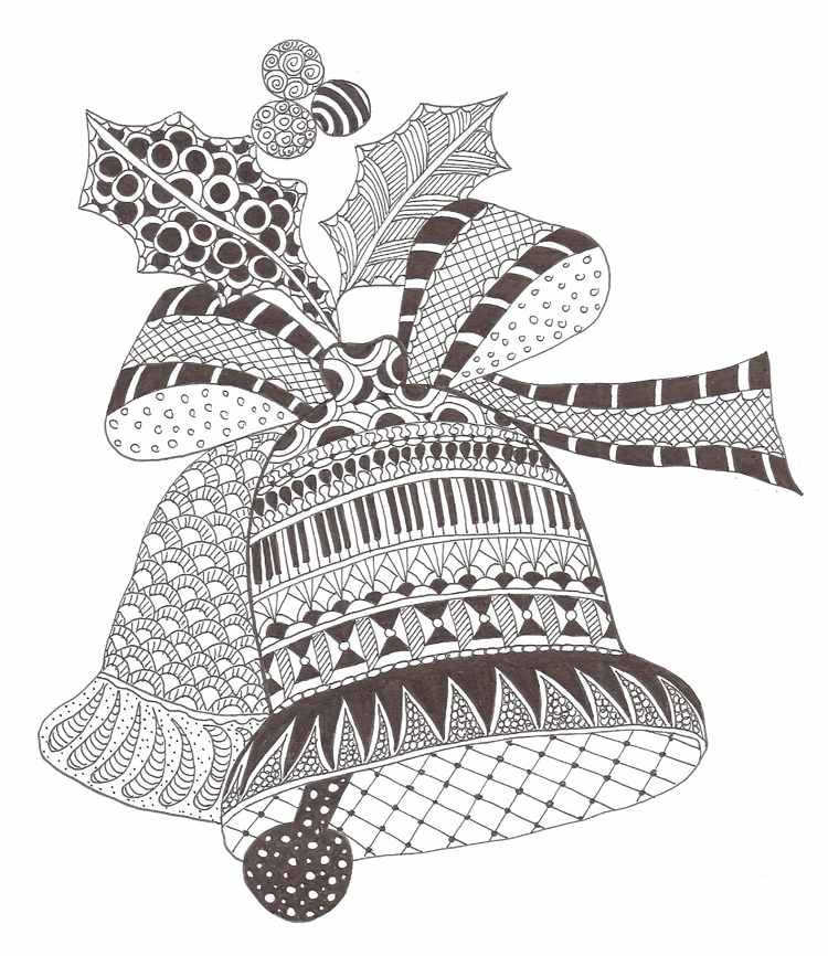 Zentangle julemotiver skabeloner GLocken Christmas