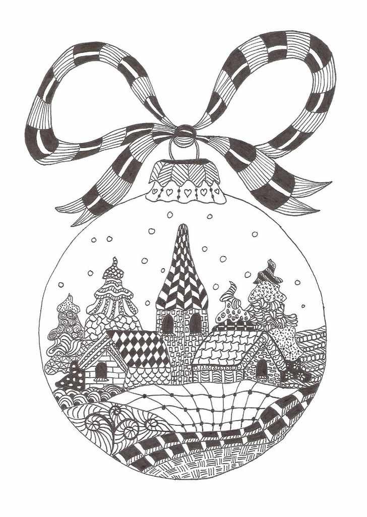 Zentangle skabeloner Julefri inspiration julekugler