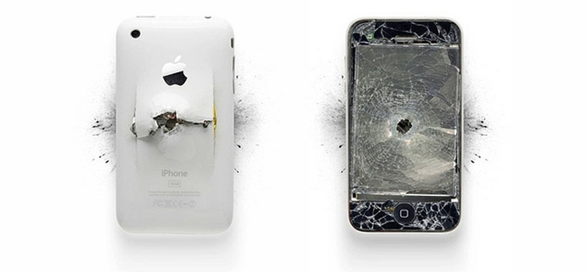 moderne kunst USA ødelagde iPhones sort og hvid